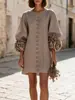 Vestido de Manga de Linterna Floral Tridimensional Estilo Francés para Estación Independiente de Amazon 2026