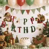 Banner de cumpleaños con atmósfera navideña retro transfronteriza, guirnalda de letras clásica, decoración colgante en espiral, adorno para pastel y adorno de exhibición