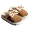 Tendencia Lazo Moda Pantuflas de Algodón Mujer Invierno Interior Hogar Nuevo Estilo Más Terciopelo Cálido Pisar Caca Sensación Cómoda Pantuflas de Algodón