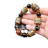 Pulsera de Cuentas de Ágata de Jade Dragón Jade Cuentas de Tres Ojos Cuentas de Barril Pulsera de Cuentas Pulsera de Jade Pulsera Retro Pulsera de Jade