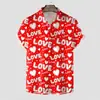 Novas camisas de manga curta transfronteiriças para homens e mulheres, estilo casal, camisas estampadas em 3D europeias e americanas, camisas de Dia dos Namorados