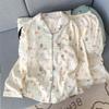 Pijama de Algodão Nuvem para Mulheres Primavera e Outono Novo Desenho Animado Fofo Calças de Manga Comprida Dormitório de Estudante Conjunto de Roupa de Casa Transfronteiriço