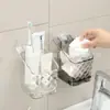 Prateleira Transparente para Banheiro Montada na Parede Sem Furos Porta-Suprimentos de Lavatório Porta-Maquiagem