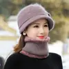 Gorro de Mamá para Mujeres Mayores, Tejido de Lana Grueso Floral Otoño e Invierno para Abuela