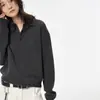 Polo de punto de cachemira gris de alta gama, sofisticado y elegante para mujer, perfecto para otoño e invierno, con mangas largas, cuello con muesca y corte holgado, ideal como capa interior.