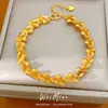 Pulsera de corazón cepillado con circonita chapada en oro real de 24 quilates, pulsera de nicho de lujo ligero de alta gama, joyería exquisita y elegante para mujer