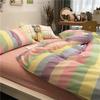 Capa de edredom lençol de cama roupa de cama conjunto de quatro peças desenho animado cor sólida dormitório estudantil conjunto de três peças solteiro casal