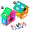 Explosões DIY casa de pássaro de madeira brinquedo ebay Amazon wish comércio exterior Casa de Pássaro crianças pintada grafite gaiola de pássaro