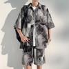 Camisa floral teñida con tinta para hombre, manga corta, verano 2024, camisa de alta gama, nuevo estilo chino, traje para hombre, combina con todo, de moda.