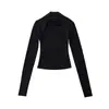 Camiseta de Manga Larga con Cuello Cuadrado Rojo Estilo Retro de Hong Kong para Mujer Otoño Adelgazante Capa Base Estilo Commuter Pulóver Top Interior