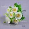 Ramo de rosas de té artificial de 7 cabezas con mango, rosa, camelia, flor con mango, flor de seda artificial al por mayor, decoración para el hogar, bonsái, arreglo floral