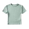 Kardashian Mesmo Estilo Estilo Europeu e Americano Camiseta Curta Feminina Justa Curta com Umbigo Exposto Manga Curta Elástica Pequena Top Básico Nair