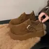 Zapatos Birkenstock de suela gruesa para mujer 2026 otoño nuevo estilo que aumenta la altura antideslizantes mocasines sin cordones plataforma retro estilo Hepburn zapatos de vestir