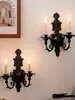 Portavelas Creativo Retro Montado en Pared Transfronterizo Taza de Vela de Hierro Nórdico Decoración de Pared para el Hogar y el Hotel Adornos de Portavelas