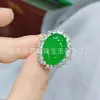 Anillo para Mujer con Calcedonia Verde Hielo Incrustada Plateado al Por Mayor Comparable al Jadeíta Jade Regalos para Transmisión en Vivo