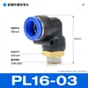Mangueira de cobre tubo de ar conector rápido pneumático cotovelo em L de 90 graus conector de engate rápido PL8-02/10-03mm