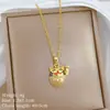 [Acero de Titanio] Gato de la Suerte con Goteo de Aceite Estilo de Lujo Accesible Hermoso Collar Completamente de Diamante Cadena Versátil para Clavícula de Mujer Acero de Titanio