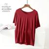 Venta al por mayor de fábrica camiseta suelta femenina verano modal cuello redondo en V manga corta top talla grande camisa básica fabricantes suministro