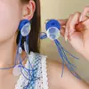 Pendientes Azules de Borla Atmosféricos Estilo Francés, Pendientes Largos Exagerados Versátiles Exquisitos, Pendientes Femeninos para Novia