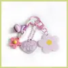 Accesorios de Llavero de Flores Creativas Transfronterizos Cadena de Colores Llavero con Campana Ensamblaje Accesorios DIY Venta al por Mayor Ganchos para Colgar