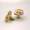 Manijas para Puertas de Gabinetes y Armarios, Herrajes de Cobre para Cajones, Manijas de Cristal de Cristal, Manijas Pequeñas, Manijas con Base Hexagonal de Cobre