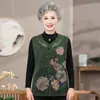 Coletes de primavera e outono para mulheres de meia-idade e idosas, estilo chinês tradicional com fechos de botão, coletes estilosos para mães e senhoras idosas usarem como peça externa.