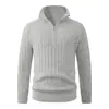 Suéter Tricô Retrô Japonês Cor Sólida Outono Inverno 2026 Meio Zíper Gola Alta Suéter Tricô Camada Base Casual Masculino
