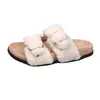 Pantuflas de Plataforma Peludas para Mujer que Aumentan la Altura con Diseño de Doble Hebilla, Pantuflas de Algodón 2026, Moda de Suela Gruesa Nuevo Estilo Otoño/Invierno