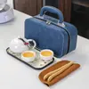 Conjunto de Chá Kung Fu para Viagem Dingyao para Uso Doméstico, Conjunto Completo de Chá com Bandeja de Chá, Estilo Chinês Simples, Caixa de Presente Portátil, Lembrança