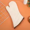 Algodón Lino Blanco Crudo Engrosado Resistente a Altas Temperaturas Anti quemaduras Aislamiento Térmico Guantes para Hornear Horno Soporte para Sartén Soporte para Olla Guantes para Horno de Microondas