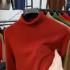 Suéter de punto grueso de color liso con cuello alto de imitación de lana fina para hombre, top de manga larga, ropa para hombre
