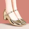Novo Modelo Primavera/Verão 2026 Sapatos de Dança Prata para Dança de Salão, Salto Grosso de 3,5cm, Antiderrapante, Confortável para Mães, Transfronteiriço