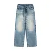 Jeans Rectos de Calle Estilo Americano Nanxia para Hombre con un Diseño Único, Corte Ligeramente Holgado, Pantalones Largos de Calle para Estudiantes Universitarios