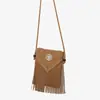 Bolso Retro con Flecos, Diseño Personalizado Incrustado, Textura Mate, Bolso Cruzado para Hombro, Bolso Versátil de Estilo Bohemio para Mujer