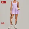 Vestido deportivo de otoño y verano para mujer con sujetador incorporado y shorts anti-exposición, conjunto de tenis 21151