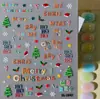 Pegatinas 5D en relieve de Navidad transfronterizas, impermeables, coloridas pegatinas de letras navideñas para decoración de uñas DIY, SL1842