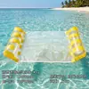 Novo Modelo Transfronteiriço: Boia de Água Dupla Tubo Listrada Gelo-Transparente com Lantejoulas, Diversão Flutuante para Piscina, Boia Inflável Espessa para Uma Pessoa