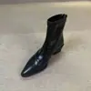 2026 Nuevas Botas Cortas Retro Simples de Tacón Grueso con Temperamento Botas de Moda para Mujer Punta Fina Cierre Trasero Elásticas Adelgazantes