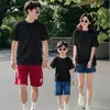 Camiseta de Algodão de Manga Curta, Gola Redonda Simples, Camiseta Casual e Versátil para Homens, Mulheres e Crianças, Tops para Vestir em Família, Roupas de Casal para Homens e Mulheres, Verão