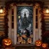 Noite Escura de Halloween Bruxa Livro de Magia Fogueira Morcego Lanterna de Abóbora Tira Longa Adesivo de Porta Festa Janela Adesivo Decorativo à Prova d'Água