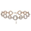 Gargantilha Choker Anel com Strass Super Brilhante para Mulheres Moda Europeia e Americana Elegante Corrente de Clavícula Estilo Ins Corrente de Celebridade da Internet Decoração