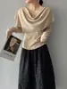 Design estilo coreano Jiang Chi com uma vibe suave e elegante, suéter de tricô feminino com xale, conjunto de duas peças em camadas A050