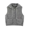 Ropa de Mujer al por Mayor Transfronteriza Otoño 2026 Nuevo Chaleco Cardigan de Punto con Capucha y Bolsillo, Cremallera, Pelo Rizado de Toalla