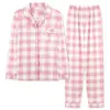 Pijamas para Mujer Primavera, Otoño e Invierno Nuevo Cárdigan de Manga Larga para Mujer Lindo Traje de Dos Piezas de Dibujos Animados Ropa Casual para el Hogar Venta al por Mayor