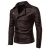 Chaqueta de cuero de PU para motocicleta de color sólido para hombre, estilo coreano, con solapa, nueva de Amazon, para invierno