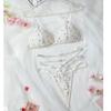 Popular na Amazon, fornecedor do eBay, fábrica de conjuntos de sutiã sexy de três peças com estampa pequena, lingerie sexy europeia e americana