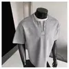 Camiseta de Verano para Pareja Estilo Retro Americano Pesada Falsa de Dos Piezas Manga Corta Bloques de Color Marca de Moda Camiseta de Manga Corta con Cuello Redondo para Hombre