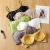 Camisola pequeña estilo bienestar para mujer con almohadillas de sujetador incorporadas, hermoso sujetador de espalda, top de tubo blanco, ropa íntima todo en uno