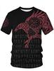Verão novo mito viking impressão digital 3D casal de gola redonda camiseta europeia e americana moda casual camisa de manga curta