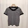 Camiseta de Punto de Manga Corta con Cuello Redondo y Rayas de Verano, Moderna, Casual, Versátil, Ligera, Estilo Nuevo, Transpirable y Cómoda para Mujer